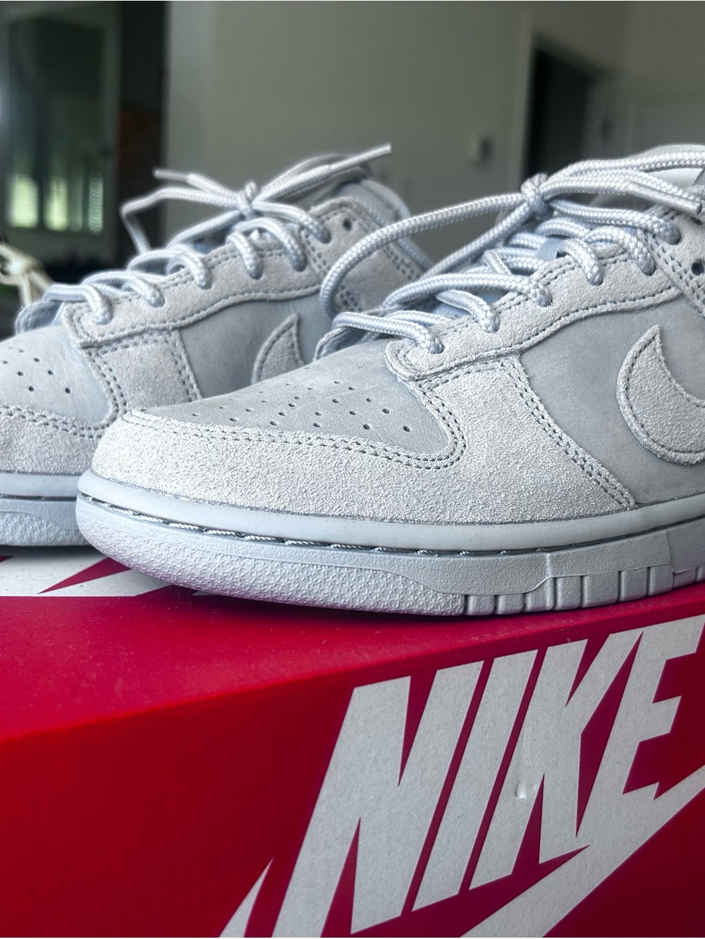Nike SE Low-Top Suede Sneakers in wolf Gray really baby blue